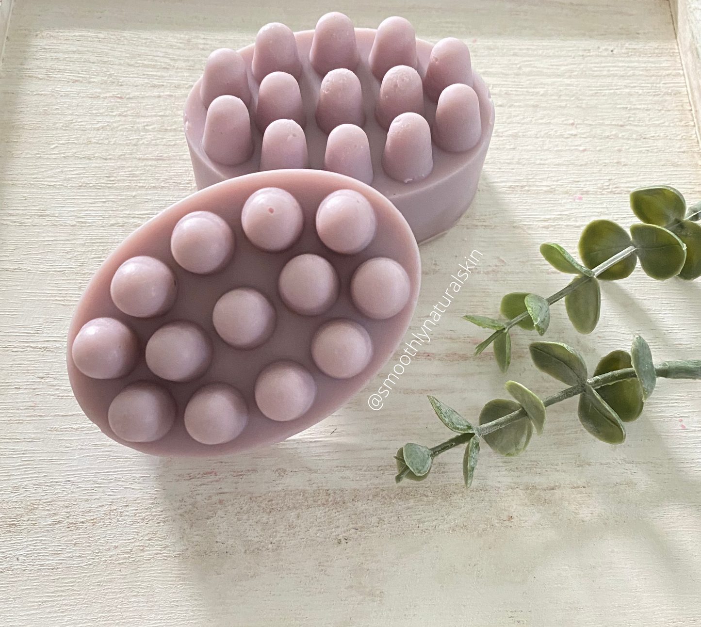 This massage soap bar will be perfect for massaging the skin while cleaning and moisturizing it. This soap is made with Lavender fragrance oil. Smoothly Natural Skin