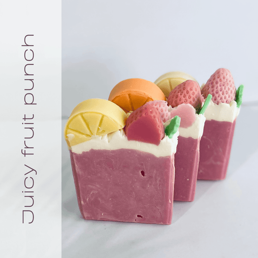 Juicy Fruit Punch Handmade Soap Bar – Natural Vegan Soap with Berries, Citrus & Vanilla – Fruity Scented Cold Process Soap