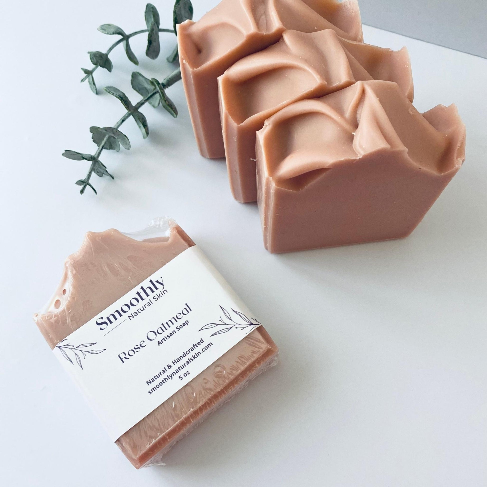 Rose oatmeal natural handcrafted soap,, perfect for a calming and moisturizing skin care routine. 